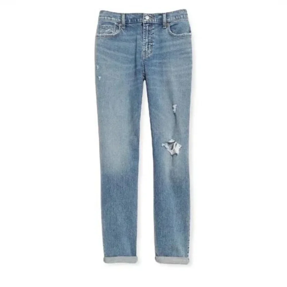 Old Navy Mid-Rise Boyfriend Straight Ripped Jeans for Women - Picture 6 of 8